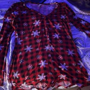 Fashion Nova Let It Snow PJ Romper Onesie- Red/Black